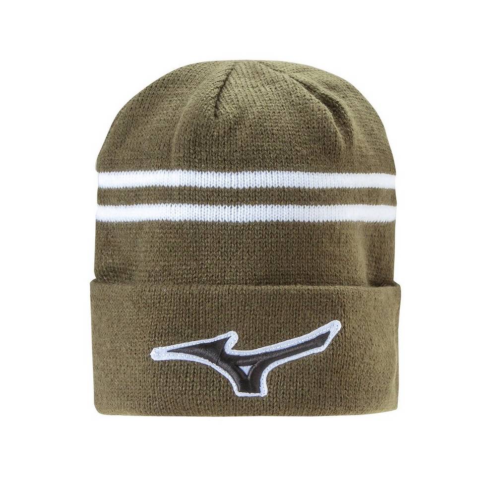 Mizuno RUNBIRD® Beanie - Bayan Dizlik - Haki/Beyaz Türkiye (EZKWCX-568)